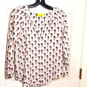 Roller Rabbit Floral Embroidered Peasant Shirt, Size XS (runs big)